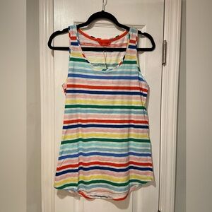 NWT Joules Colorful Rainbow Stripe Cotton Scoop Neck Bunny Tank Top Size 6